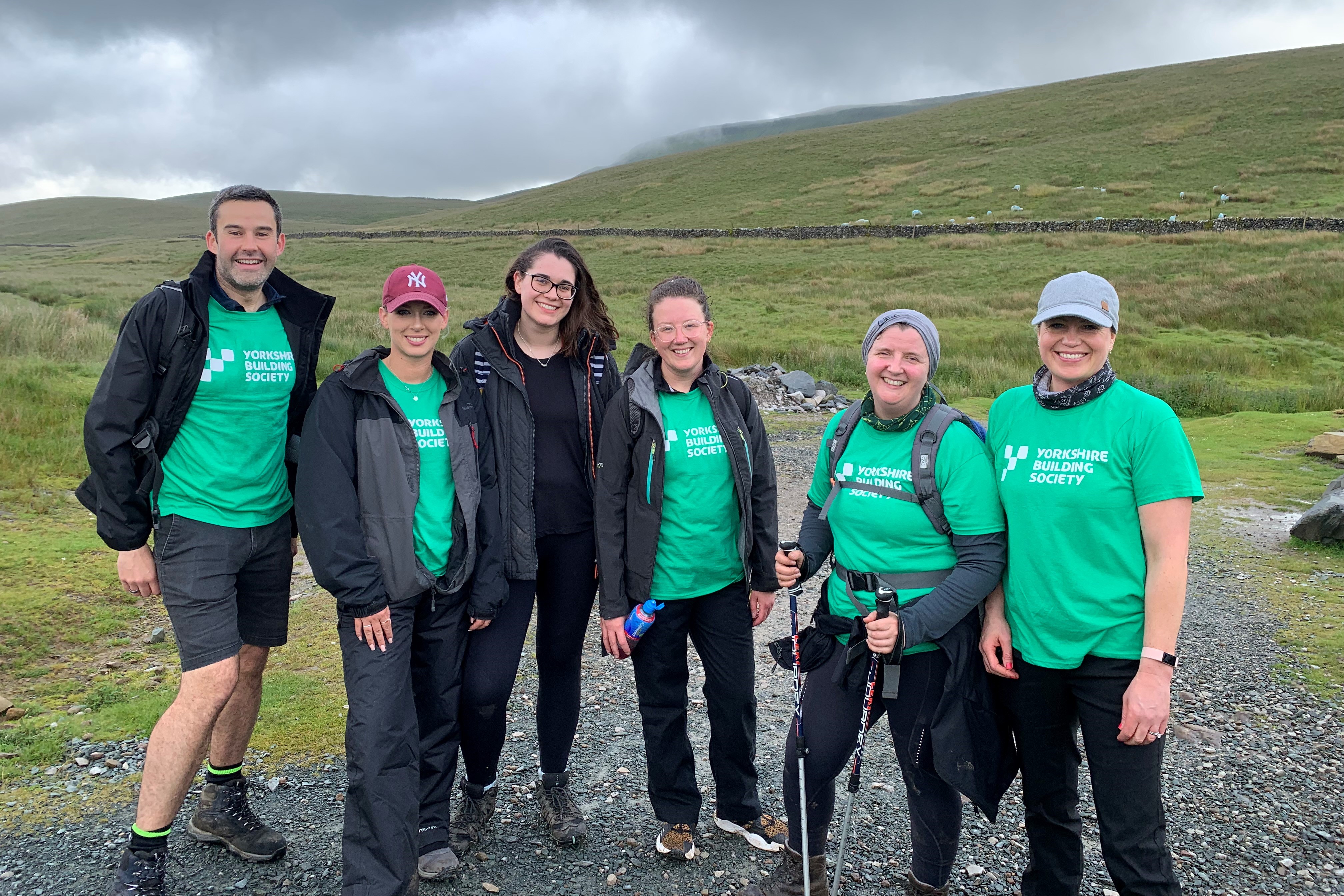 A group of YBS collegues during the Yorkshire Three Peaks challenge for FareShare 